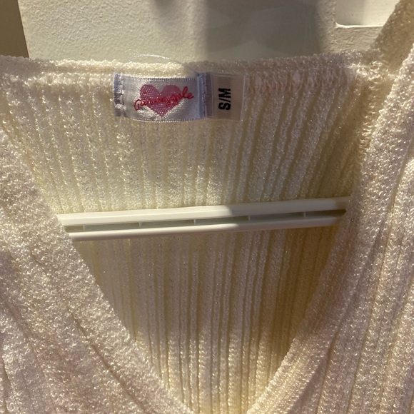 Sparkly Ivory Ribbed Knit Top - Picture 2 of 3